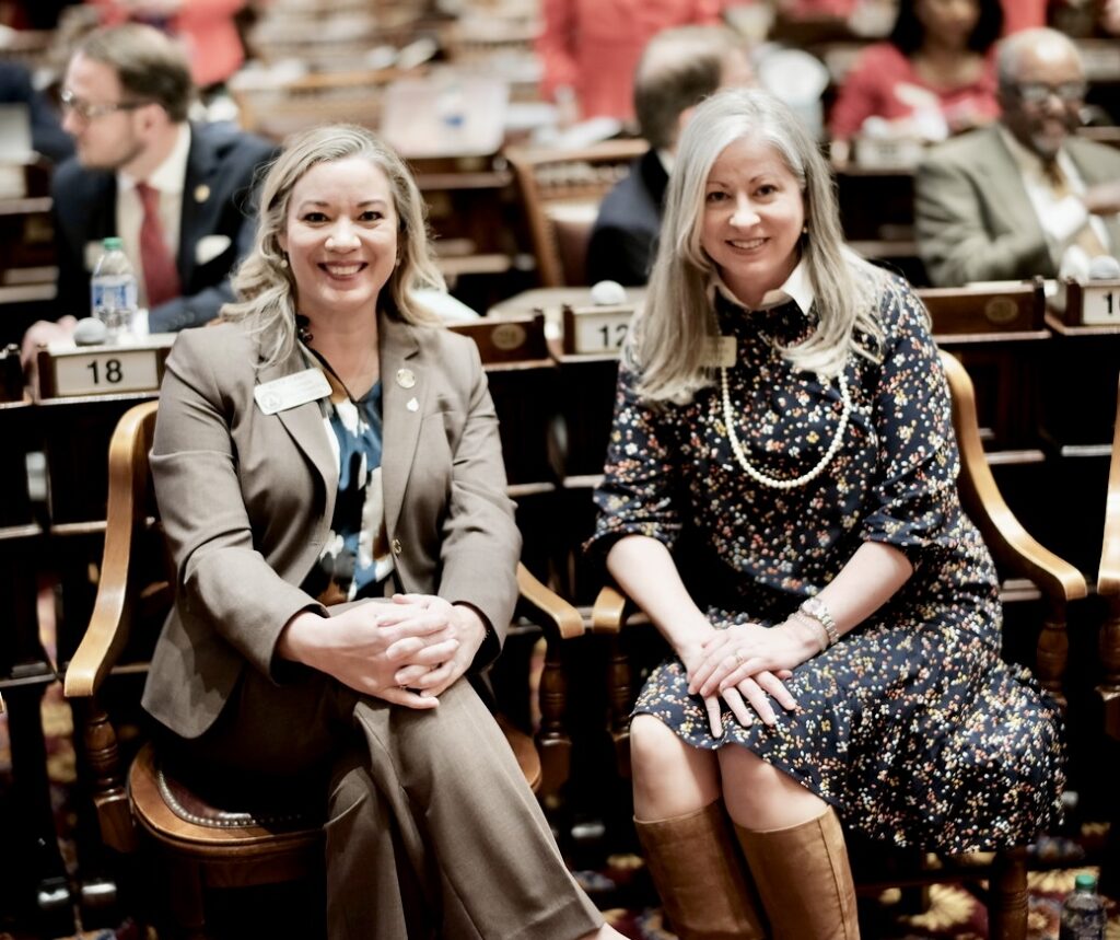 Georgia Rep. Beth Camp (R-Concord) and Rep. Leesa Hagan (R-Lyons) in the House chamber