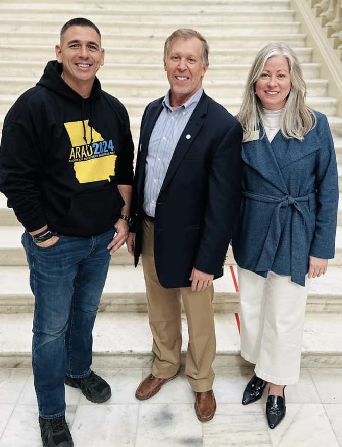 Rep Leesa Hagan (R-Lyons) and Craig George on Addiction Recovery Awareness Day 2024 in Atlanta